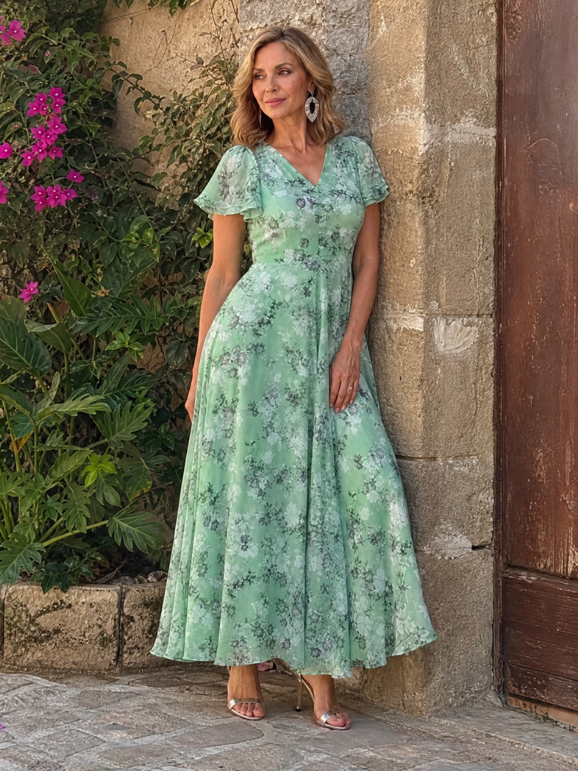 Holly | Floral Short Sleeve Midi Dress