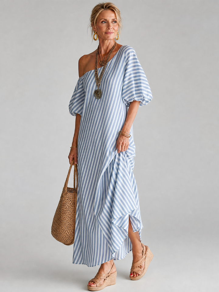 Ilyndra | Striped Empire Waist Midi Dress