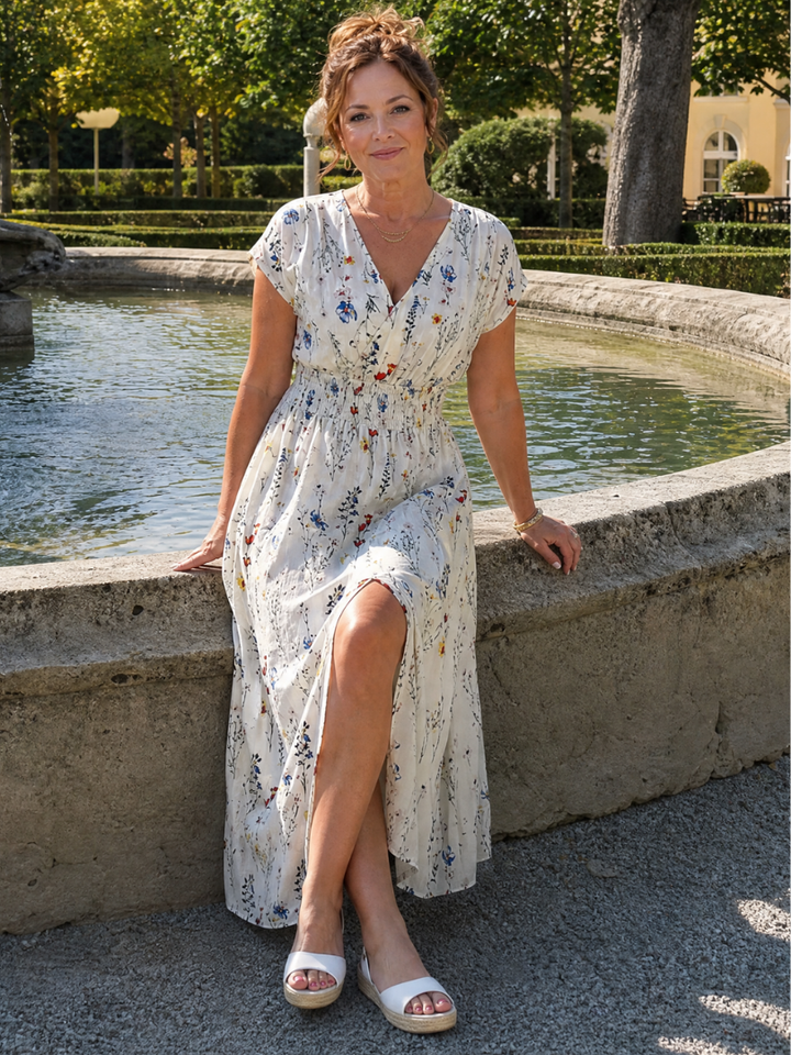 Abigail | Floral V Neck Midi Dress