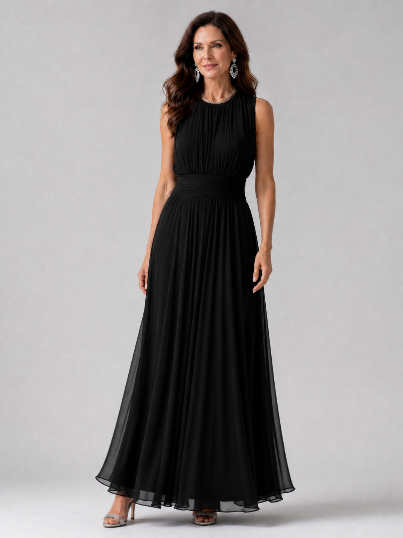 Simran | Sleeveless Gathered Waist Midi Dress