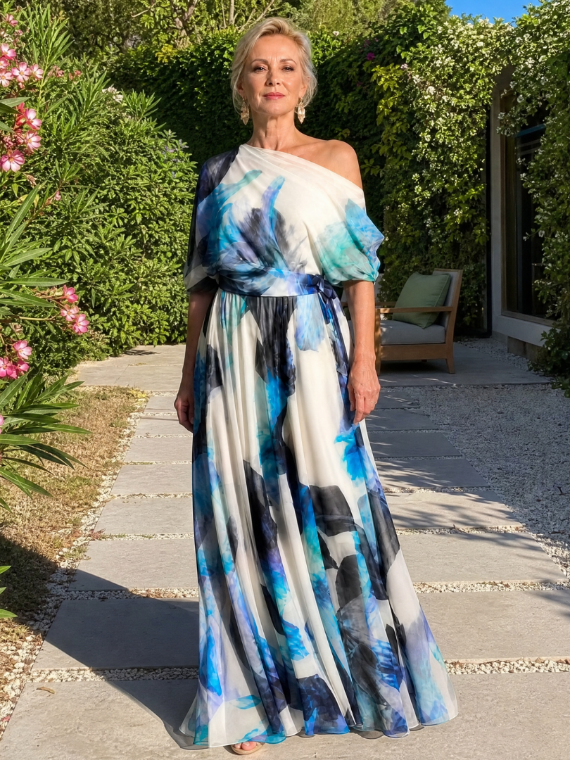 Lysanthe | Off Shoulder Floral Print Maxi Dress