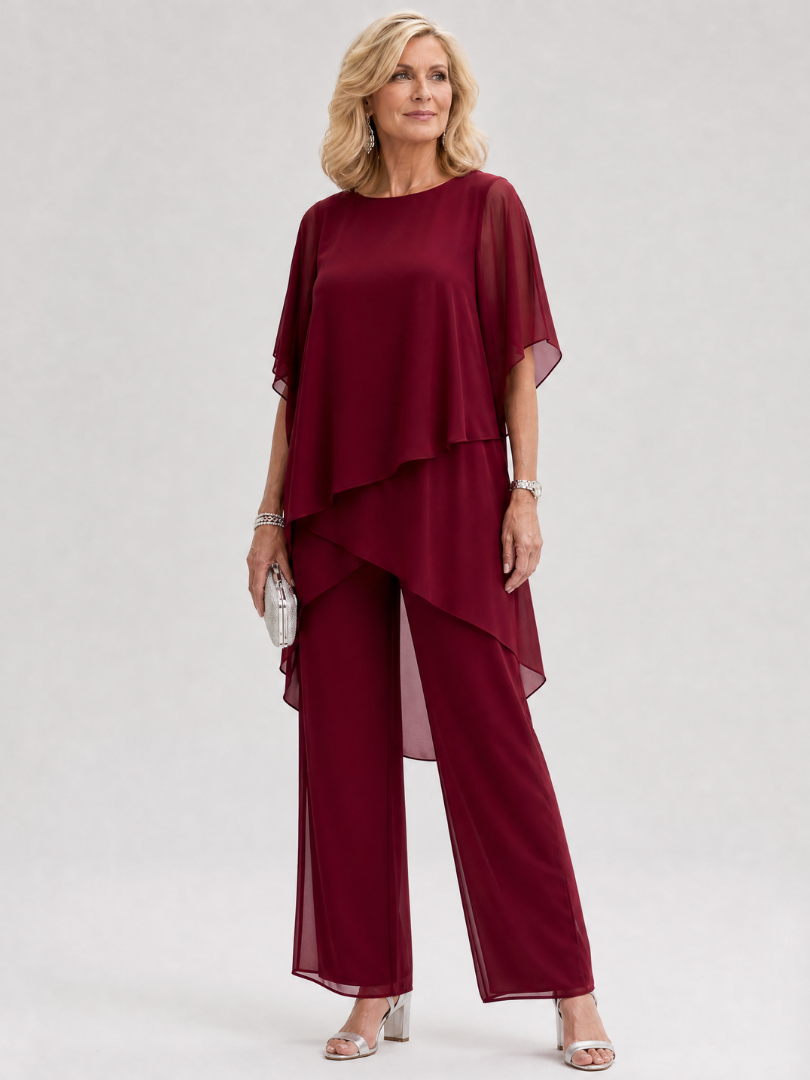 Nimon | Layered Chiffon Two Piece Pant Set