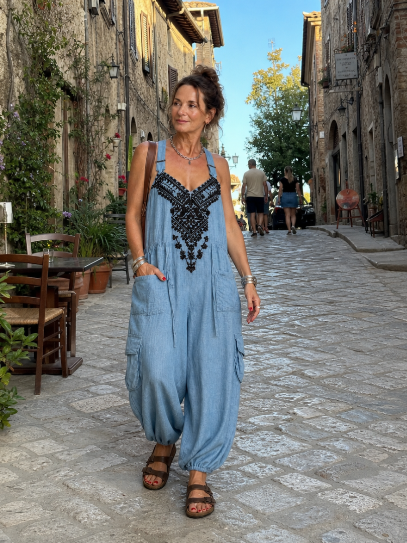 Tara | Embroidered Pocket Jumpsuit