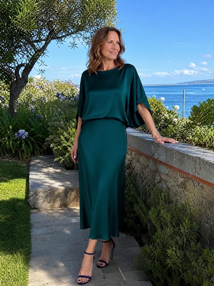 Quenara | Draped Overlay Midi Dress
