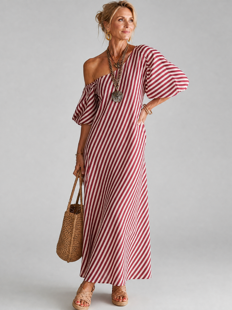 Ilyndra | Striped Empire Waist Midi Dress