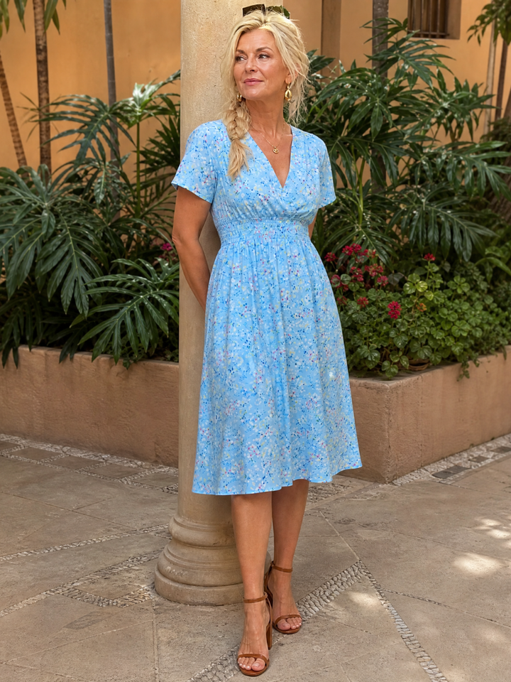 Victoria | Floral V Neck Midi Dress