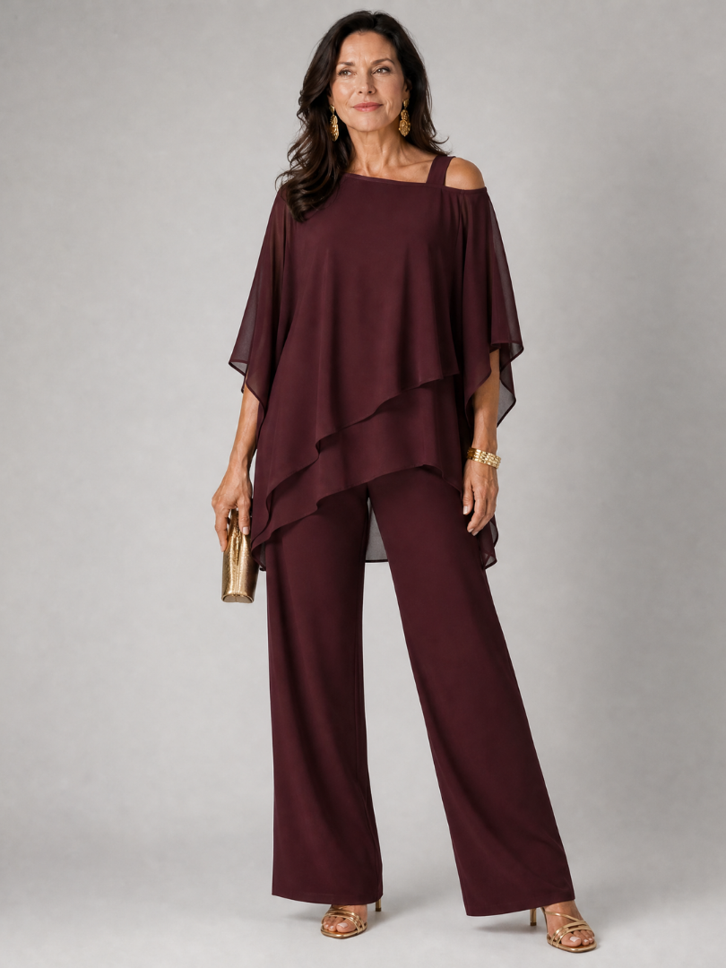 Aurelisse | Layered Asymmetrical Two Piece Pant Set