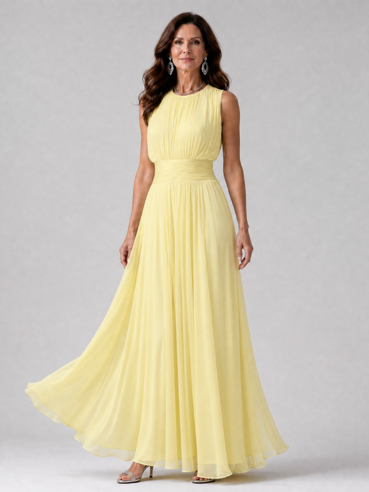 Simran | Sleeveless Gathered Waist Midi Dress