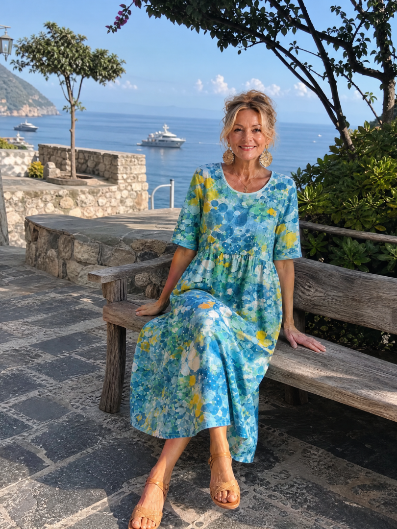 Ysoria | Printed Half Sleeve Midi Dress