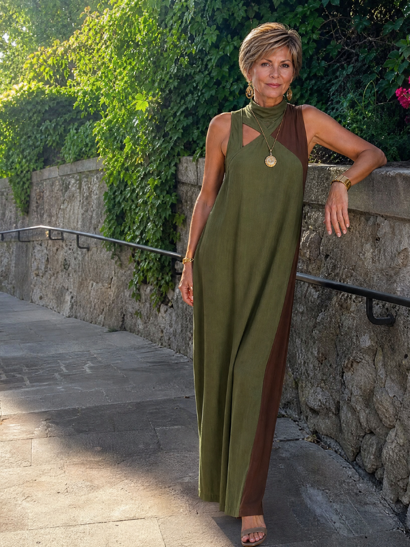 Zorynthia | Color Block Sleeveless Midi Dress