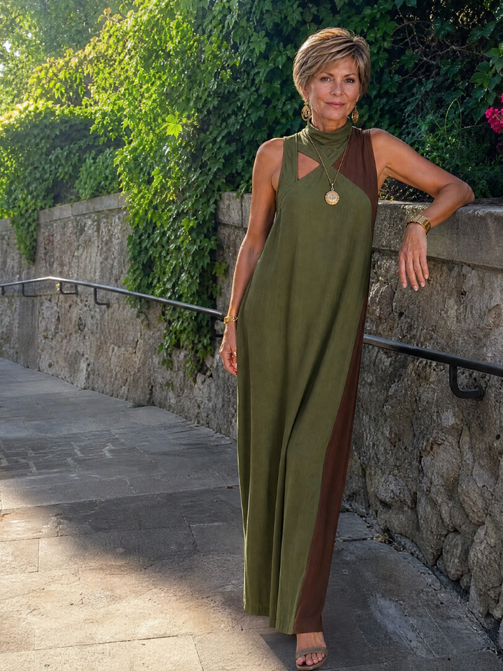 Zorynthia | Color Block Sleeveless Midi Dress