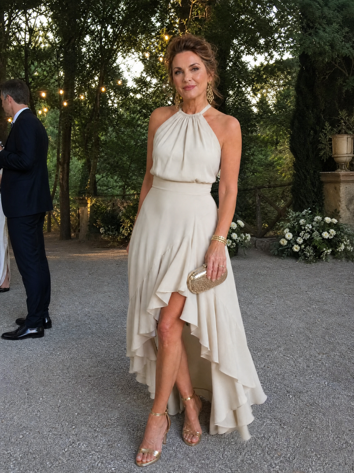 Verena | Halter Neck High Low Midi Dress