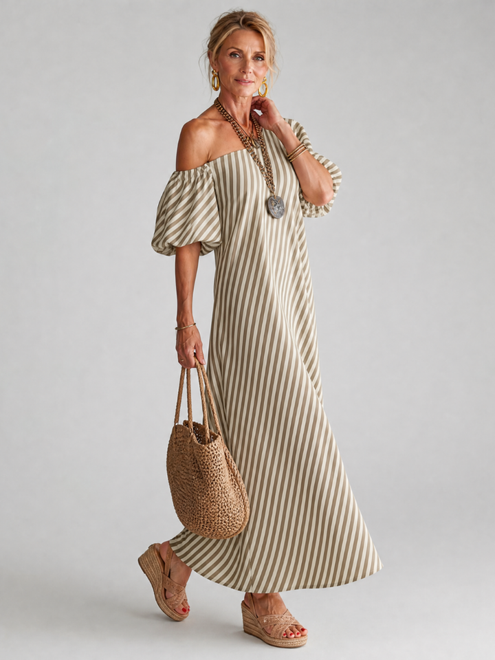 Ilyndra | Striped Empire Waist Midi Dress