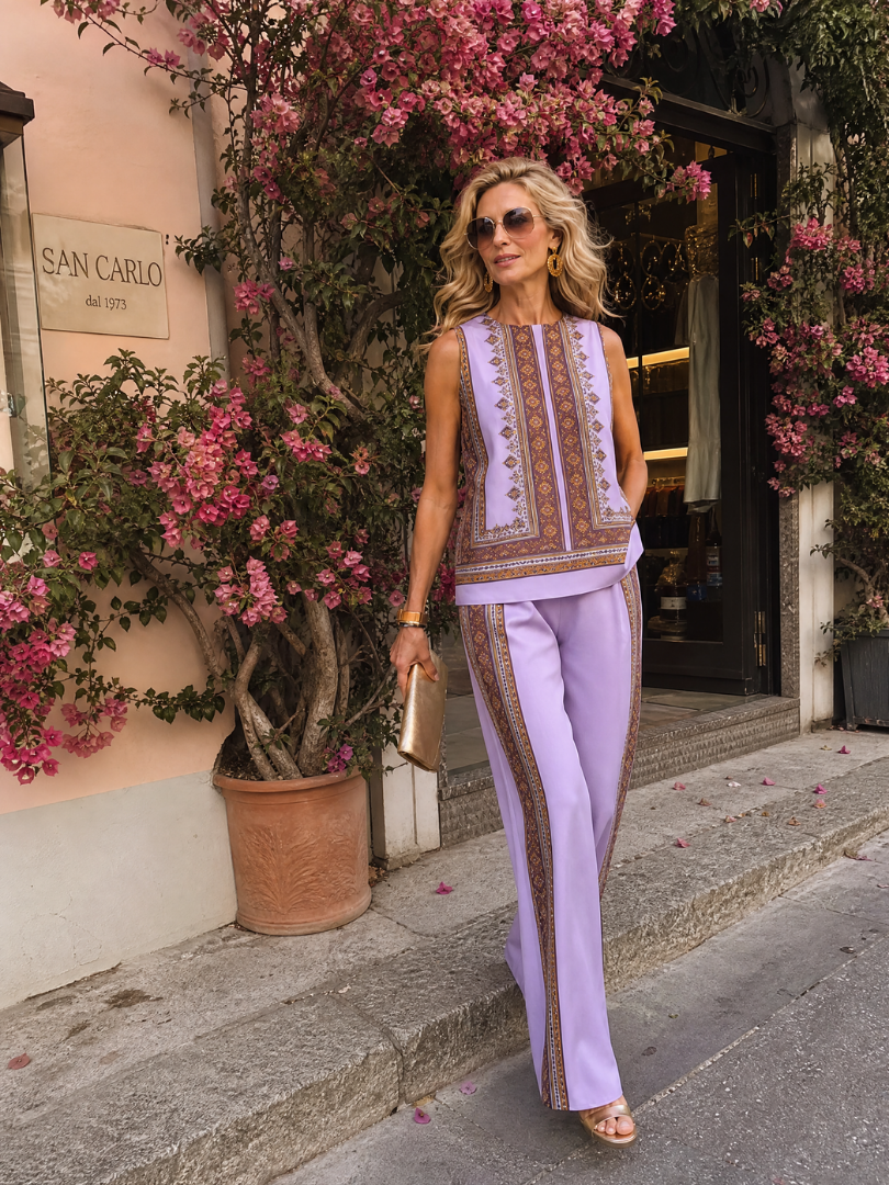 Paige | Printed Sleeveless Top And Wide Leg Pants Set