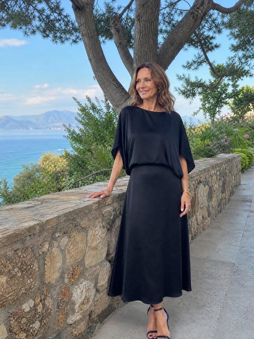 Quenara | Draped Overlay Midi Dress