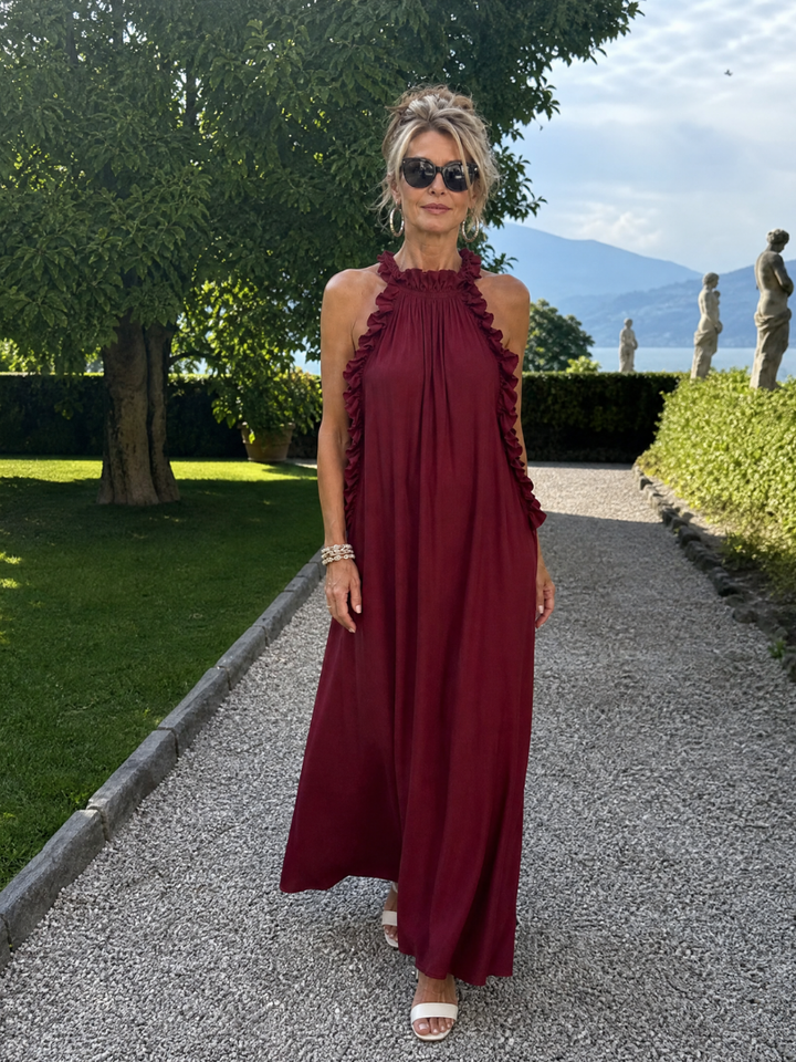 Euman | Sleeveless Ruffle Neck Maxi Dress