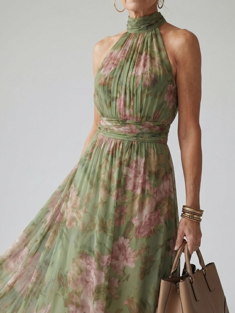 Mirelle | Gathered Halter Midi Dress Julia & Anne Dress Co. Mirelle | Gathered Halter Midi Dress Julia & Anne Dress Co.